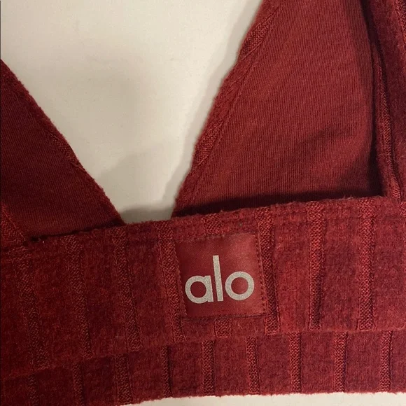 Alo Yoga Ribbed Take Comfort Bra in Cranberry Red - Picture 5 of 6